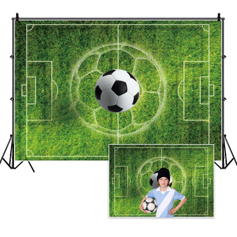 DORCEV دوركيف ملعب كرة القدم عشب أخضر فينيل 8x5 قدم خلفية لألعاب الرياضة حفلات أعياد الميلاد دعائم الاستوديو - Image 1